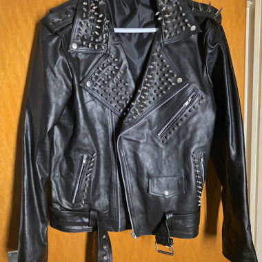 Giacca pelle uomo borchiata taglia XL rock punk