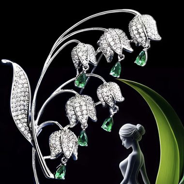 BROCHE MUGUET HAUTEUR D’ÉLÉGANCE 