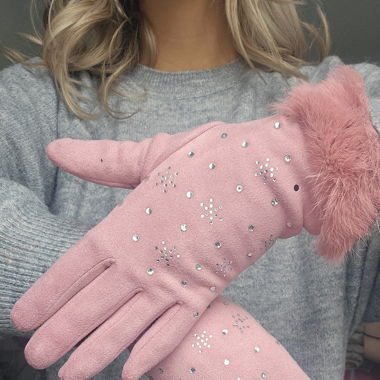 Warme rosa glitzer Handschuhe gr M