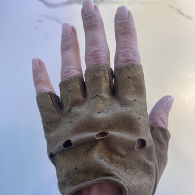 Gold suede gloves