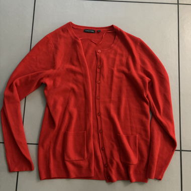 Cardigan Rosso Effetto Cashmere