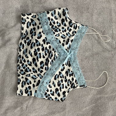 Blaues Leoprint Top