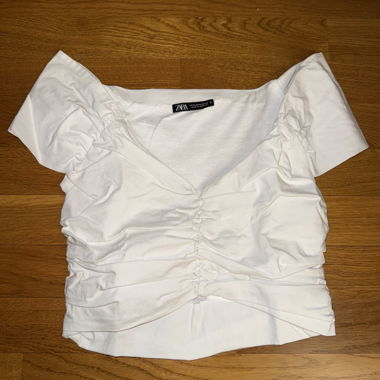 Top corto bianco arricciato ZARA M