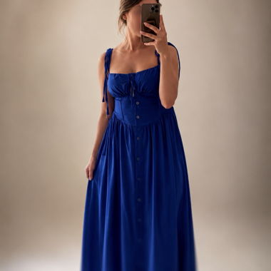 Abito maxi elegante in blu reale – Taglia S