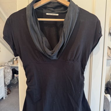 Shirt with waterfall collar