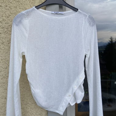Weisses transparentes Langarm‑Top