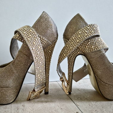 Glitzer High Heels mit Plateau