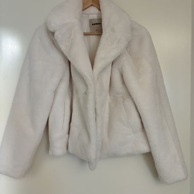 White Faux Fur Jacket XS