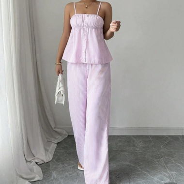 Zwei teiler pink gestreifte Hose /Top