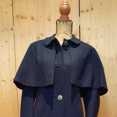 Blauer langer Wollmantel 