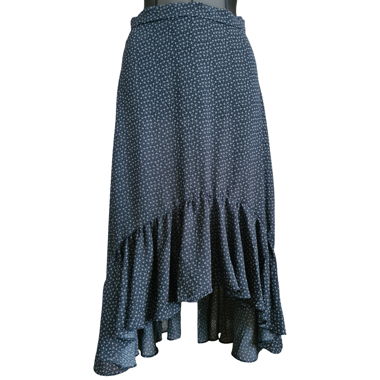 Polka dot & floral skirt with asymmetrical hem