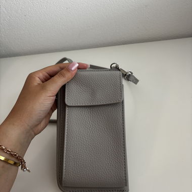 Grey Leather Crossbody Bag