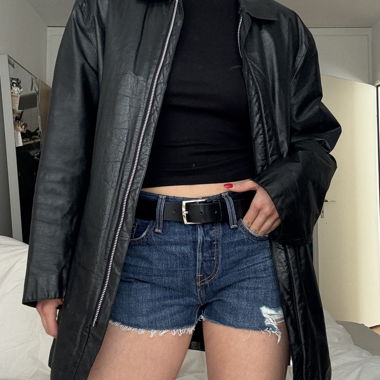 oversized black leather jacket