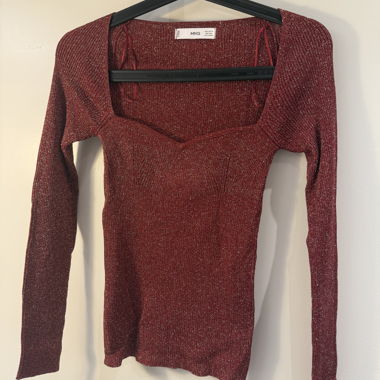 Top Mango rosso cremisi