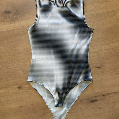 Striped bodysuit with collar