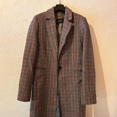 Manteau Vintage à Motif Pied-de-Poule