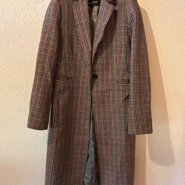 Manteau Vintage à Motif Pied-de-Poule