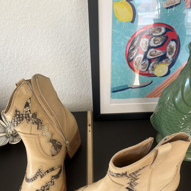 Cowboy Ankle-Boots beige