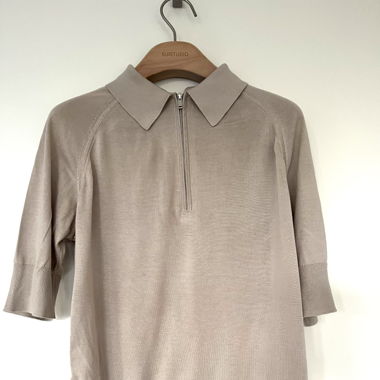 COS Knitted Polo Shirt Light Grey, Size S-M