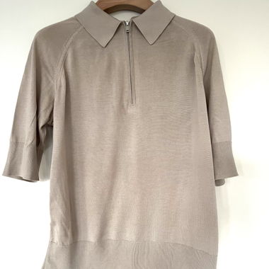 COS Knitted Polo Shirt Light Grey, Size S-M