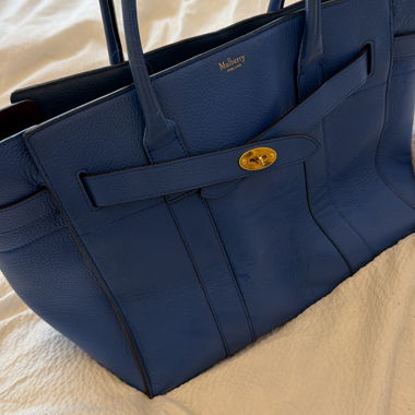 Borsa a braccio Mulberry blu in pelle granulata