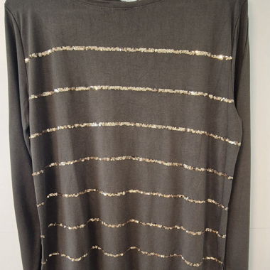 Top maniche lunghe con paillettes verdi