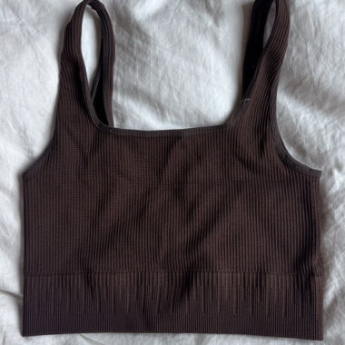 Brown Ribbed Tank Top
