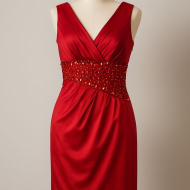 Rotes Satinkleid Black Diamond S