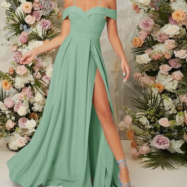 Langes Kleid Salbeigrün