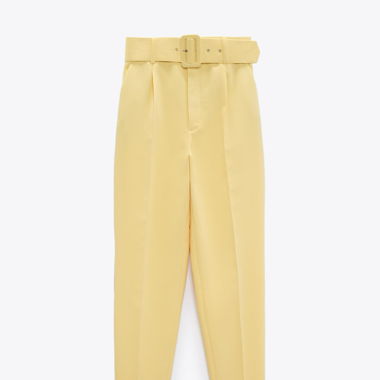 Zara Gelbe Hose mit Gefüttertem Gürtel