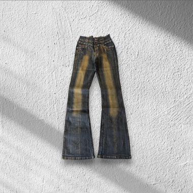 Jeans bootcut vintage lavati marrone nero Y2K