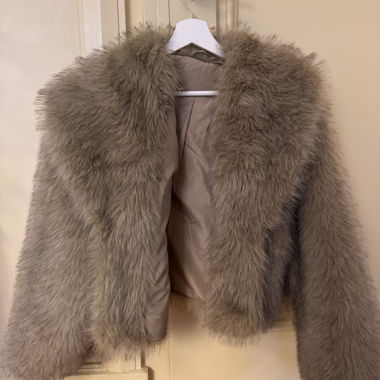 Giacca in finta pelliccia marrone/beige