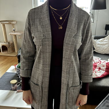 Long blazer à carreaux 