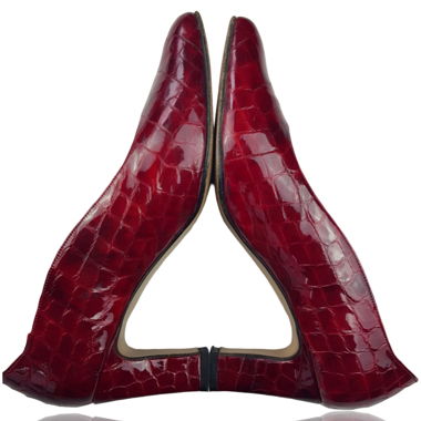 Vintage Red/Ruby Snake Leather Heels
