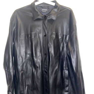 Black faux leather shirt