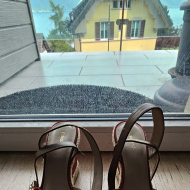 Sandales compensées rouges