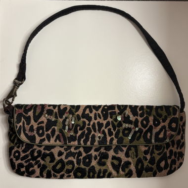 Sac à bandoulière imprimé léopard avec sequins