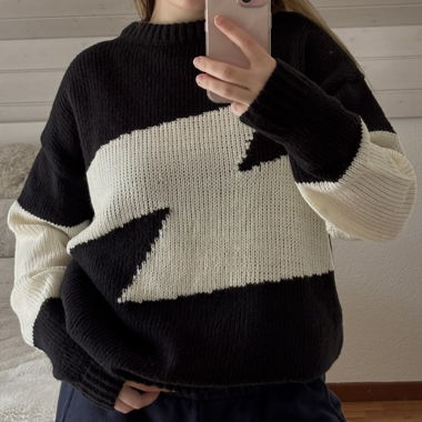 Strickpullover mit Print