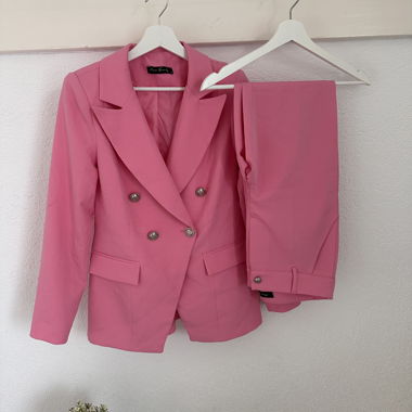 Ensemble blazer - pantalon rose  