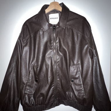 Lederjacke Dunkelbraun Bershka