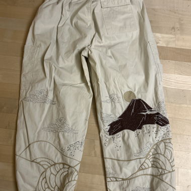 Jaded London Beige Leisure Trousers with Mountain Embroidery