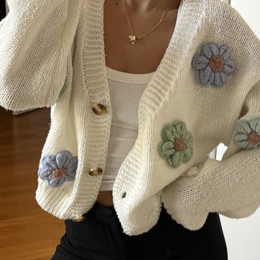 Knitted Flower Cardigan