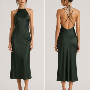 Abito Neckholder verde scuro