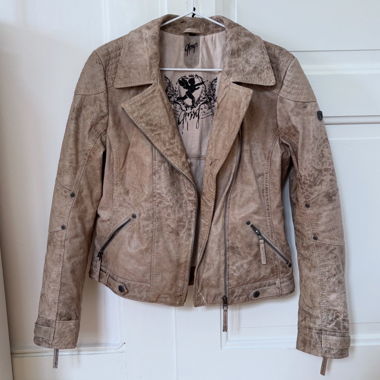 Veste en cuir crème/beige