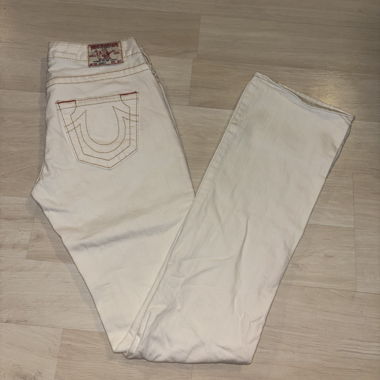 White Low-Waist True Religion Pants, Size 2