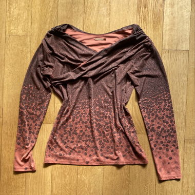 Longsleeve floreale arancione scuro Y2K