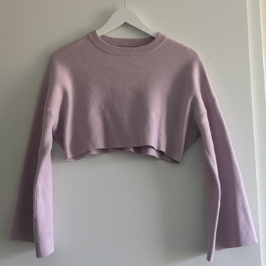 Rosa Langarm-Crop-Top