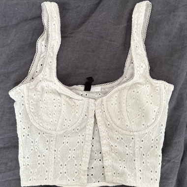 Top corsetto in pizzo bianco