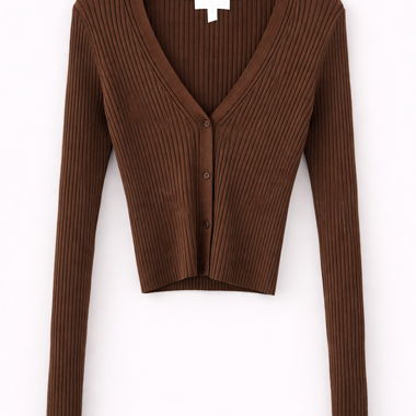 Braune Rippenstrick-Cardigan