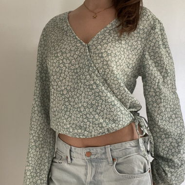 Floral Pattern Wrap Top